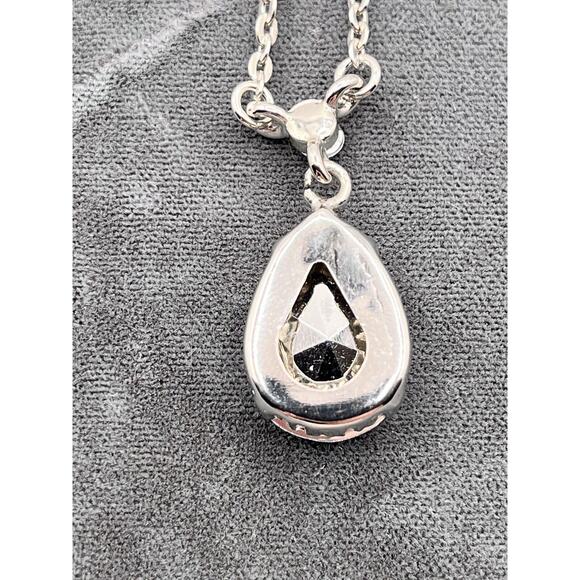 Ocean Blue Main Stone Necklace Chain Matching Rhinestones Silver Setting - Picture 6 of 6